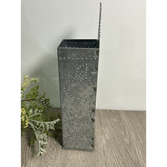 Primitive Galvanized Tin Wall Pocket Matchstick Holder Candle Box Apple Design - Picture 4 of 9